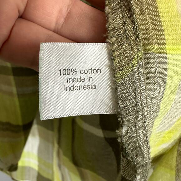 Women's Lane Bryant Brown White Plaid Button Up Top Mandarin Collar Top 14/16 - Picture 6 of 6